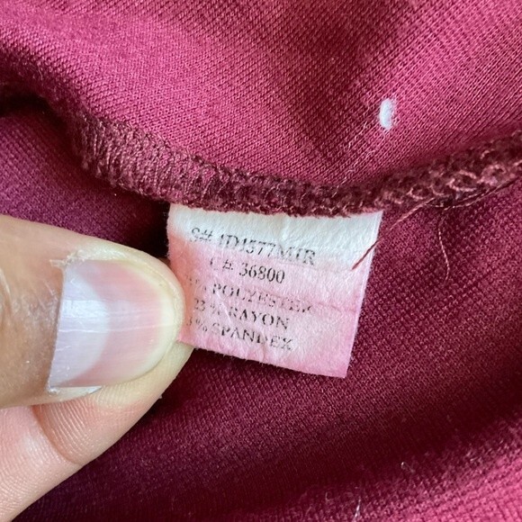 Green Envelope Stretch Jersey Knit Skater Mini Dress M Maroon Basic - Picture 5 of 5